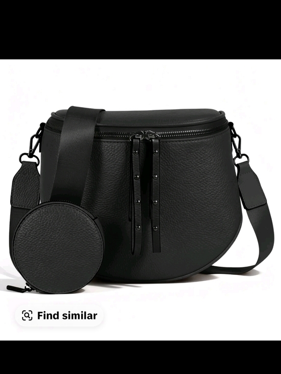 Handbags - Black Crossbody Saddle Bag with Coin Pouch